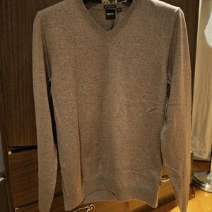 Hugo Boss Men's V-Neck Sweater in Taupe